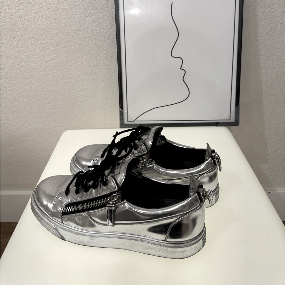 Giuseppe zanotti silver low top sneaker